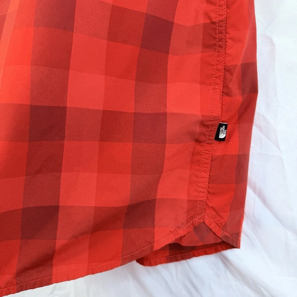 The North Face Mens Plaid Short‎ Sleeve Button Down Monanock Shirt Red XXL